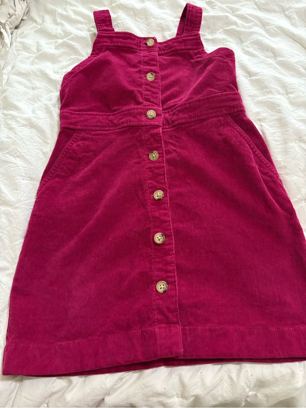 Crewcuts Magenta Corduroy Button-Front Skirt Dress